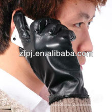 Men sheepskin fashion touch screen PU Gloves